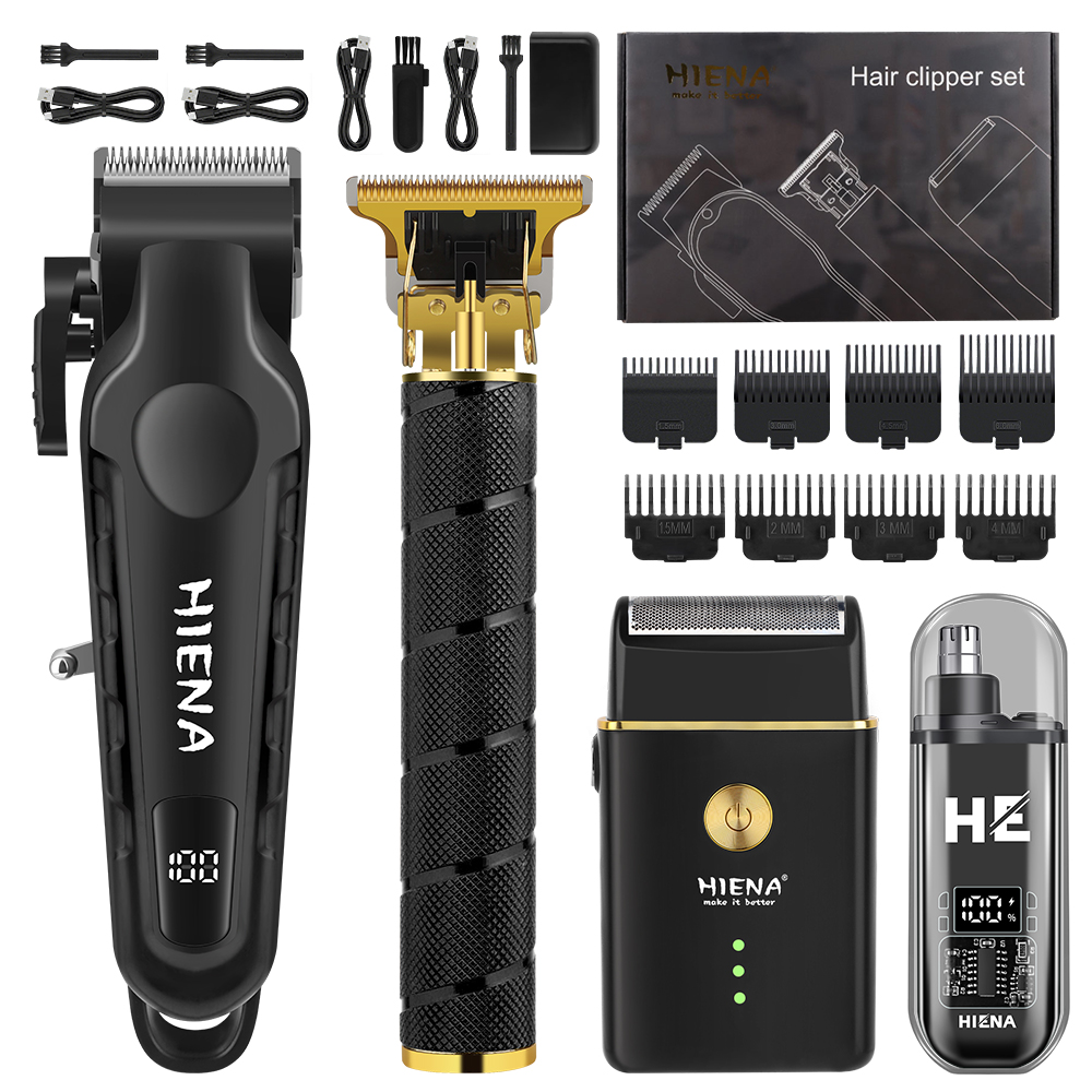Men'S Grooming Nose Hair Trimmer - HIENA 4-in-1 Haarklipperset Draadloze Baardtrimmer Kit