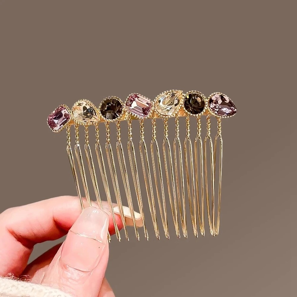Comb Fine Tooth - Vintage veelkleurige edelsteen haar kam fijn