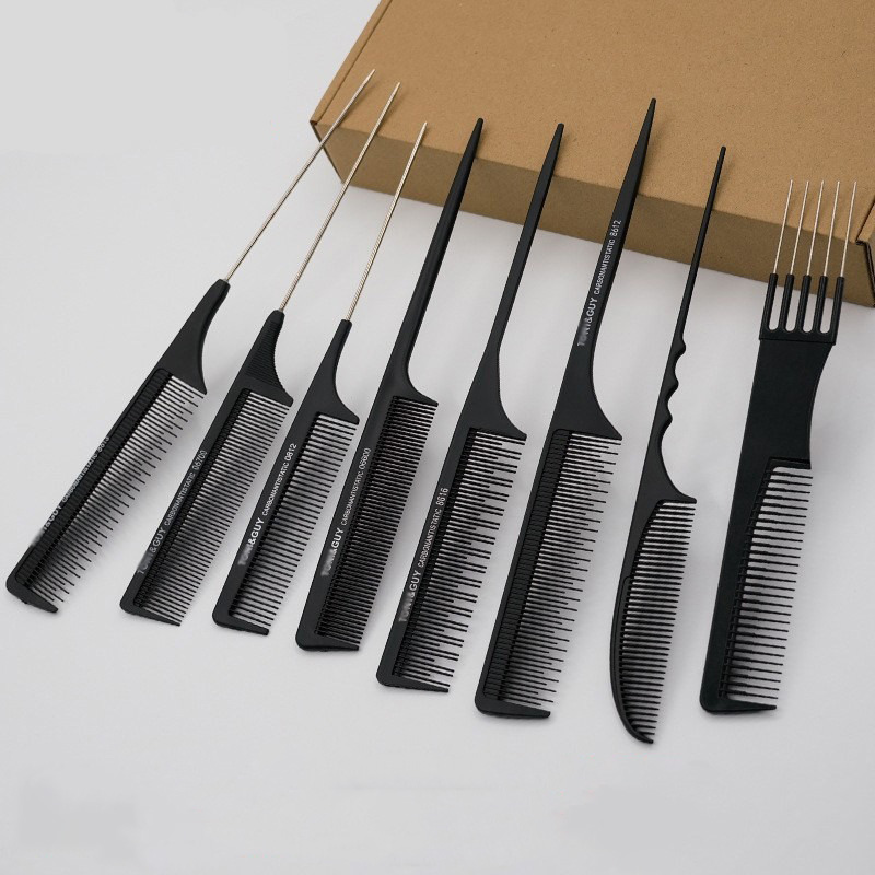 Comb Fine Tooth - Haarstaartkammen Roestvrij staal Salon Cut Styling
